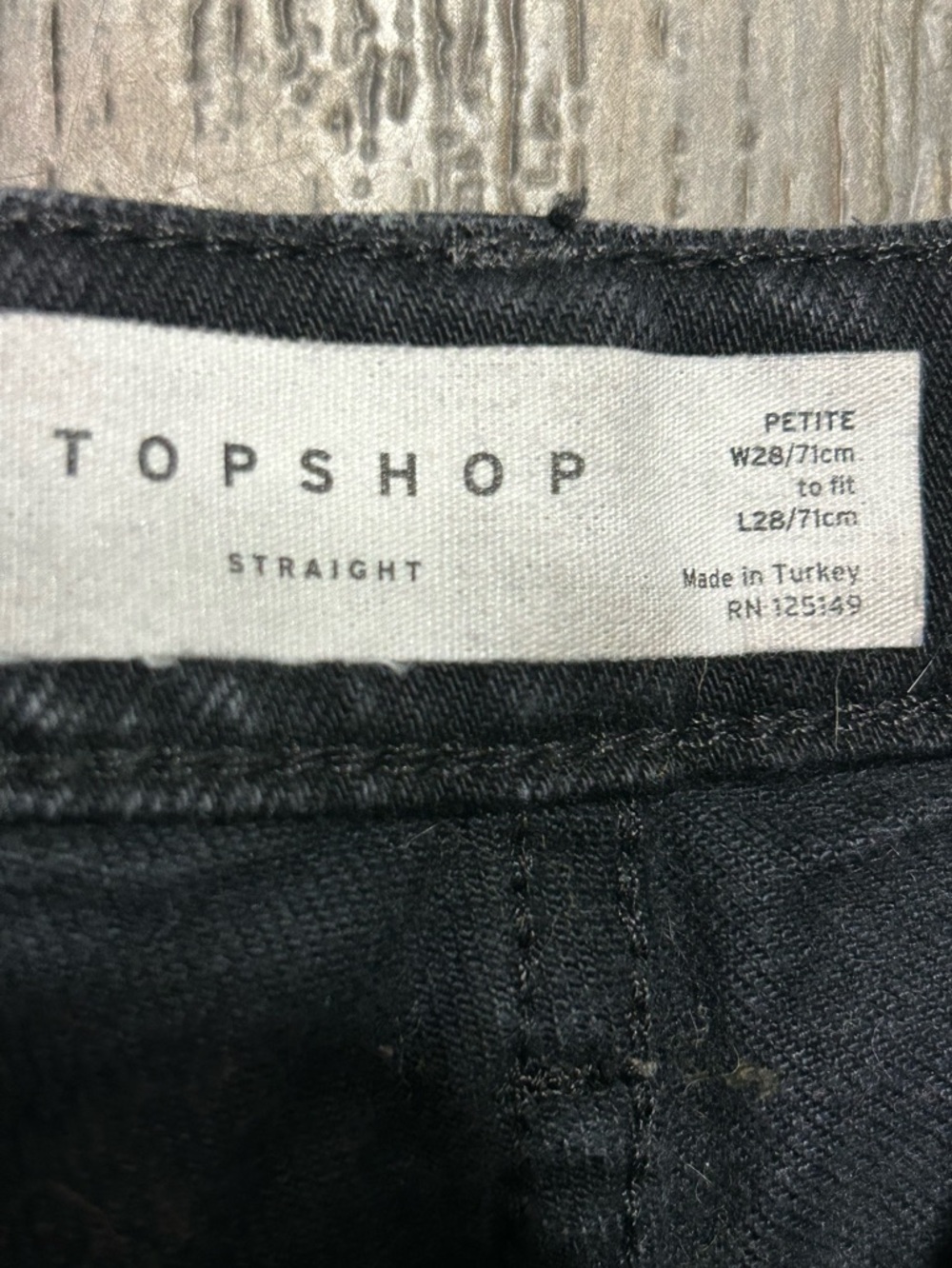 Topshop Straight Leg Black Jeans Petite W28 L28 Raw Hem Cropped - Picture 2 of 6